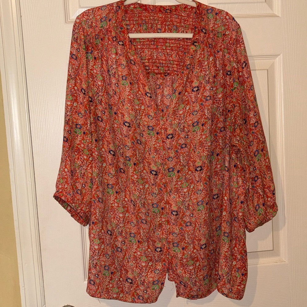 Rose & Olive orange floral blouse